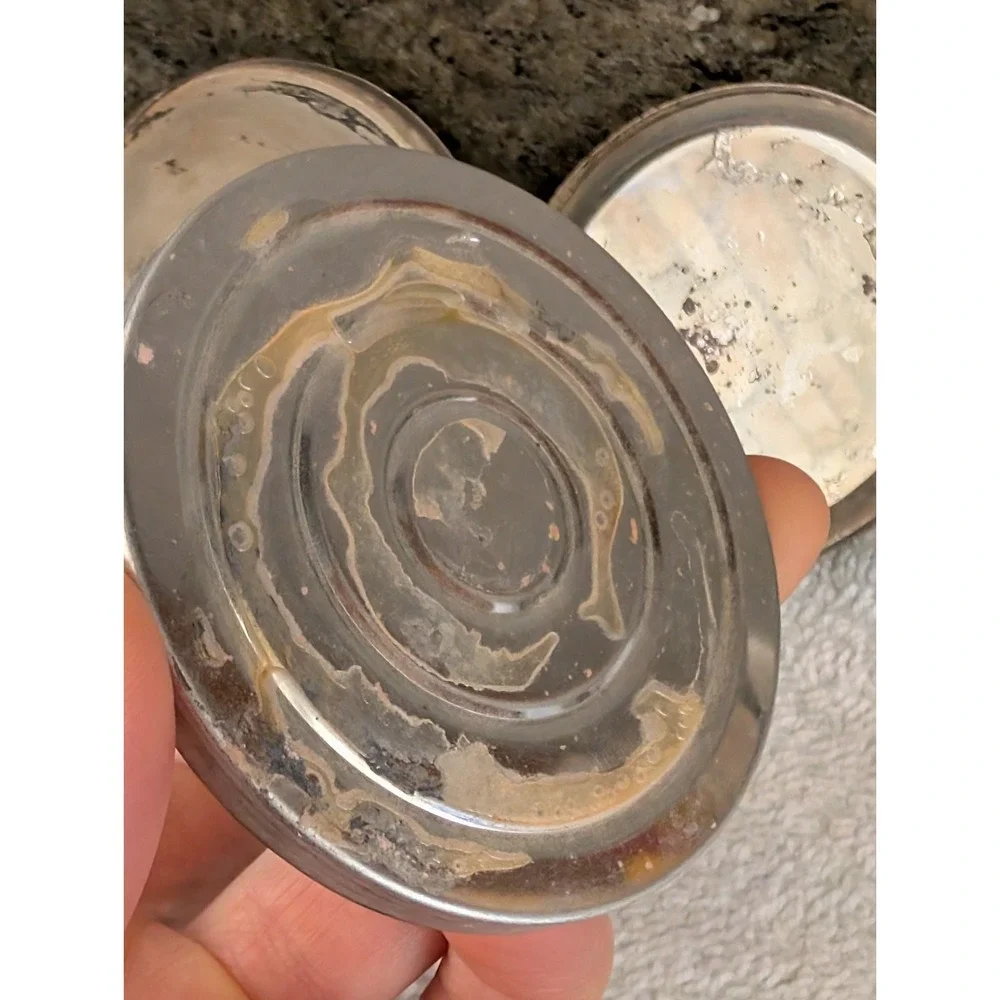 Vintage Engraved Silver Metal Compact Mirror With Pressed Powder Ornate Floral - Picture 13 of 16